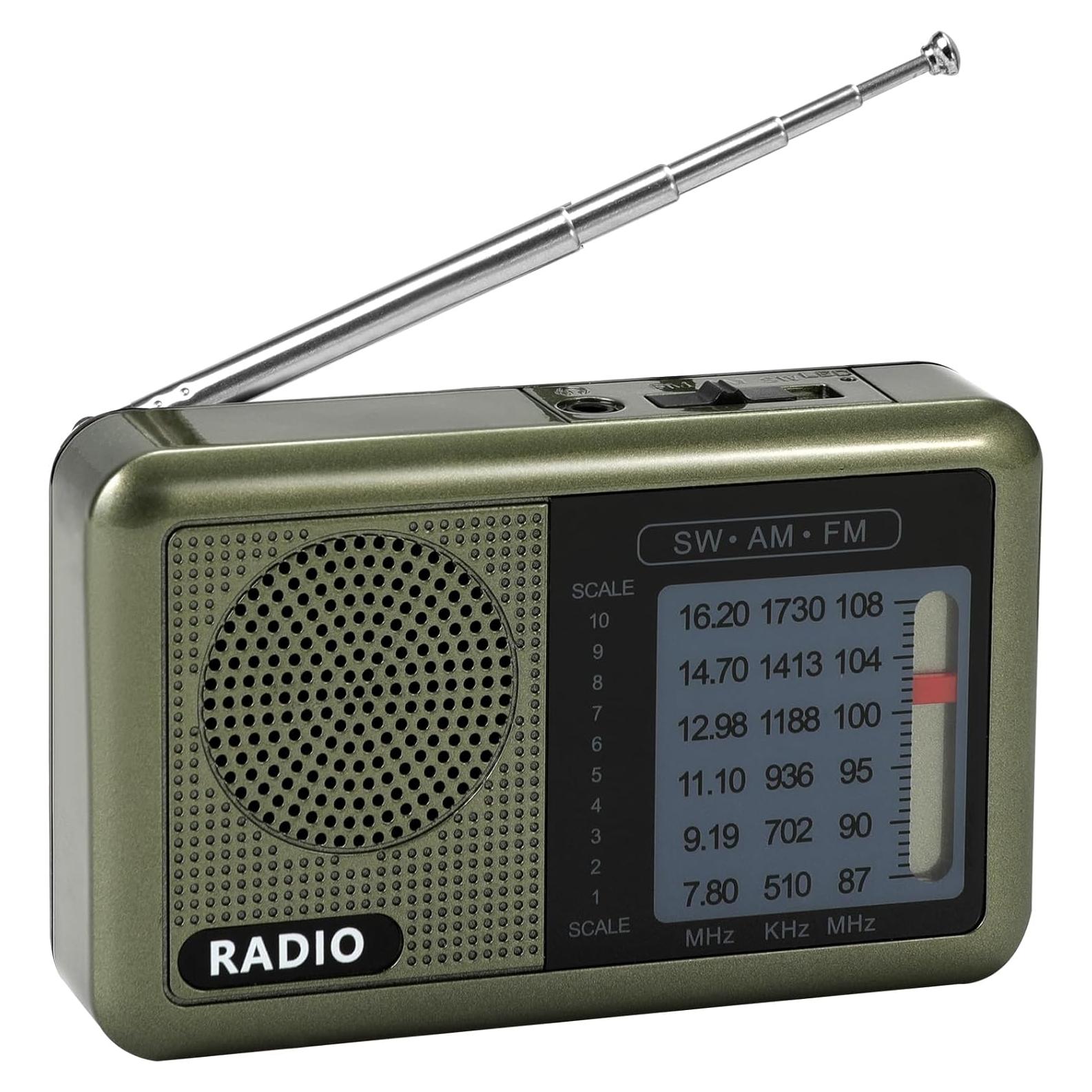 Radio Mini Portátil Ekevitte 3 Bandas Recargable con Auriculares