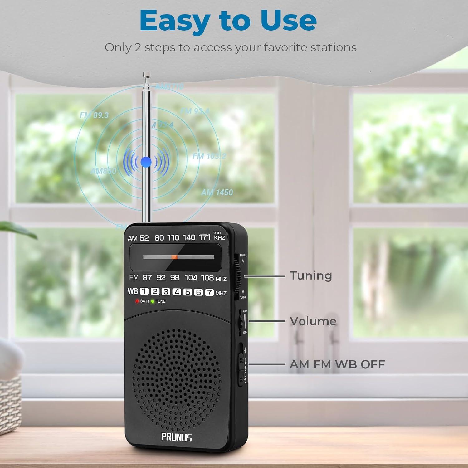 Radio Meteorológica PRUNUS WM-1 AM FM Portátil para Emergencias