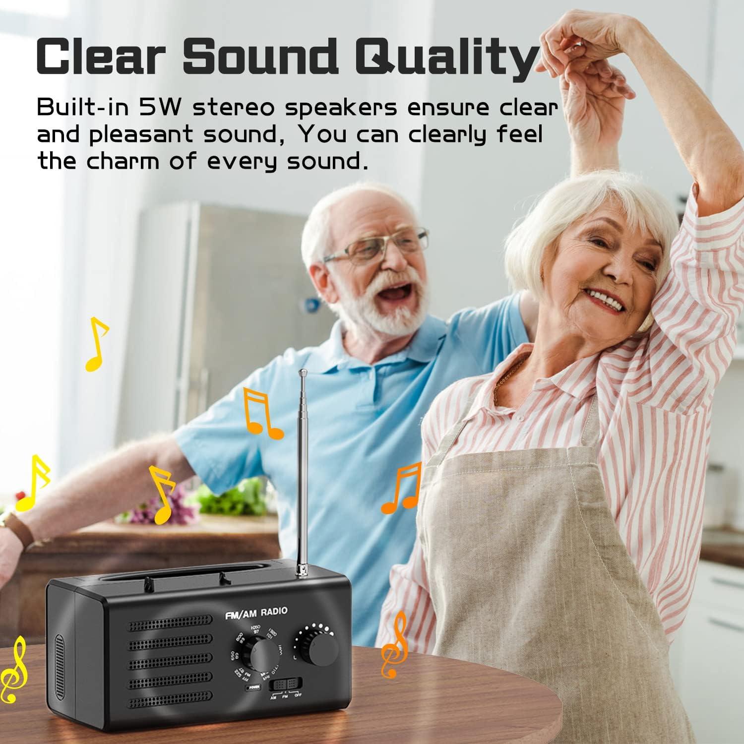 Radio Portátil AM FM Goodes GES-FM-027-BK, 5W, Batería y Corriente