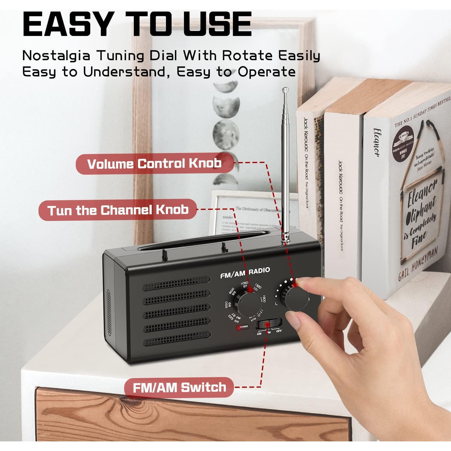 Radio Portátil AM FM Goodes GES-FM-027-BK, 5W, Batería y Corriente