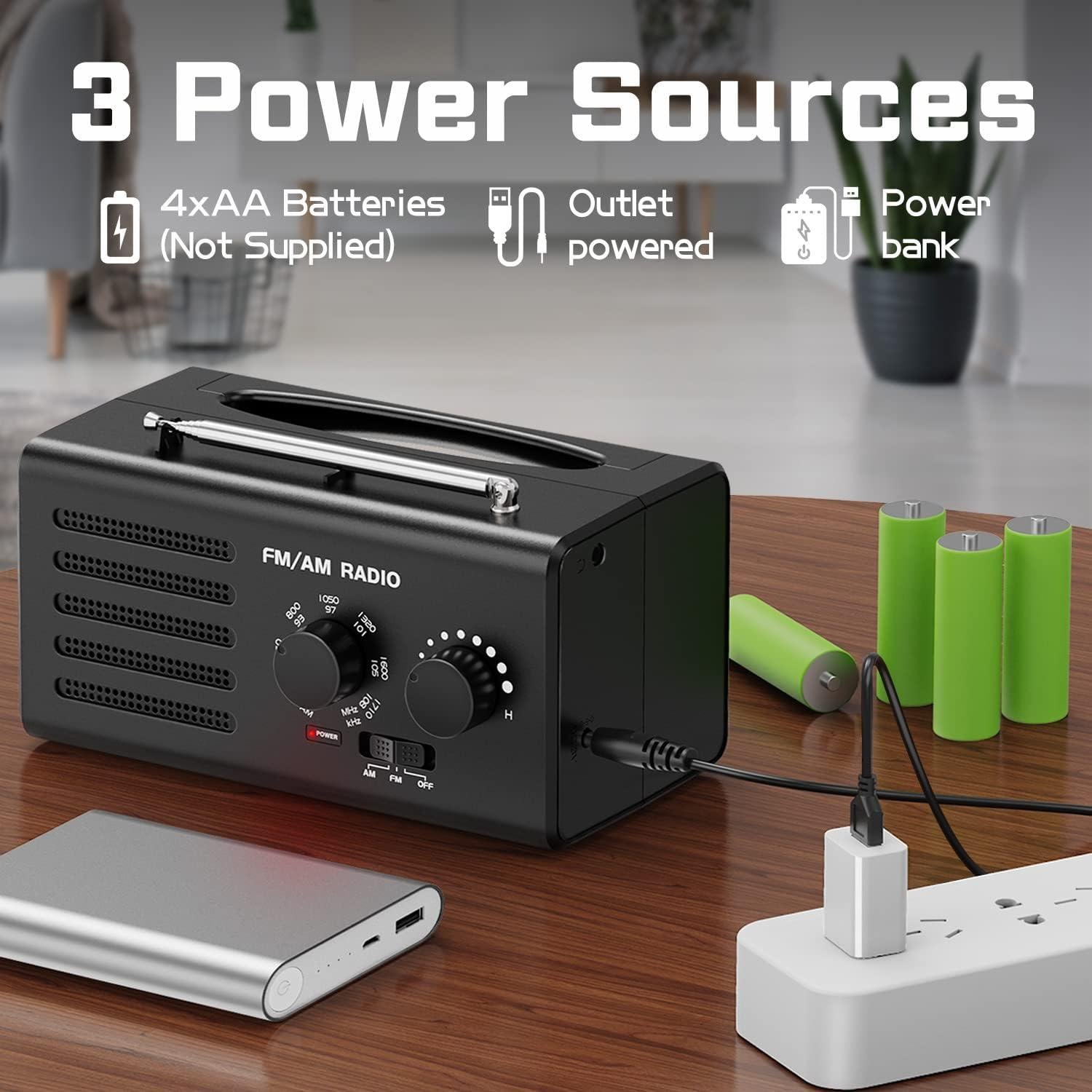 Radio Portátil AM FM Goodes GES-FM-027-BK, 5W, Batería y Corriente