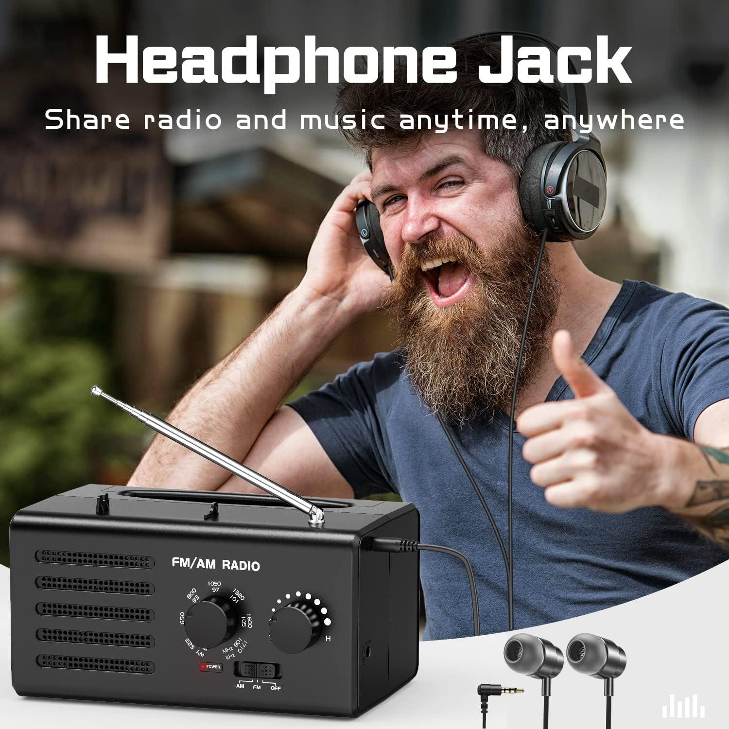 Radio Portátil AM FM Goodes GES-FM-027-BK, 5W, Batería y Corriente