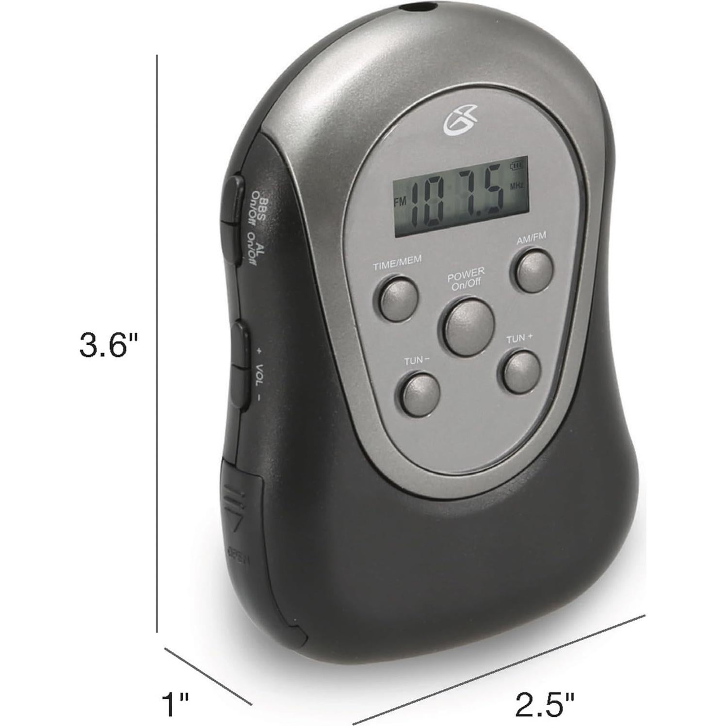 Radio de brazo GPX R300S AM/FM con auriculares - Negro