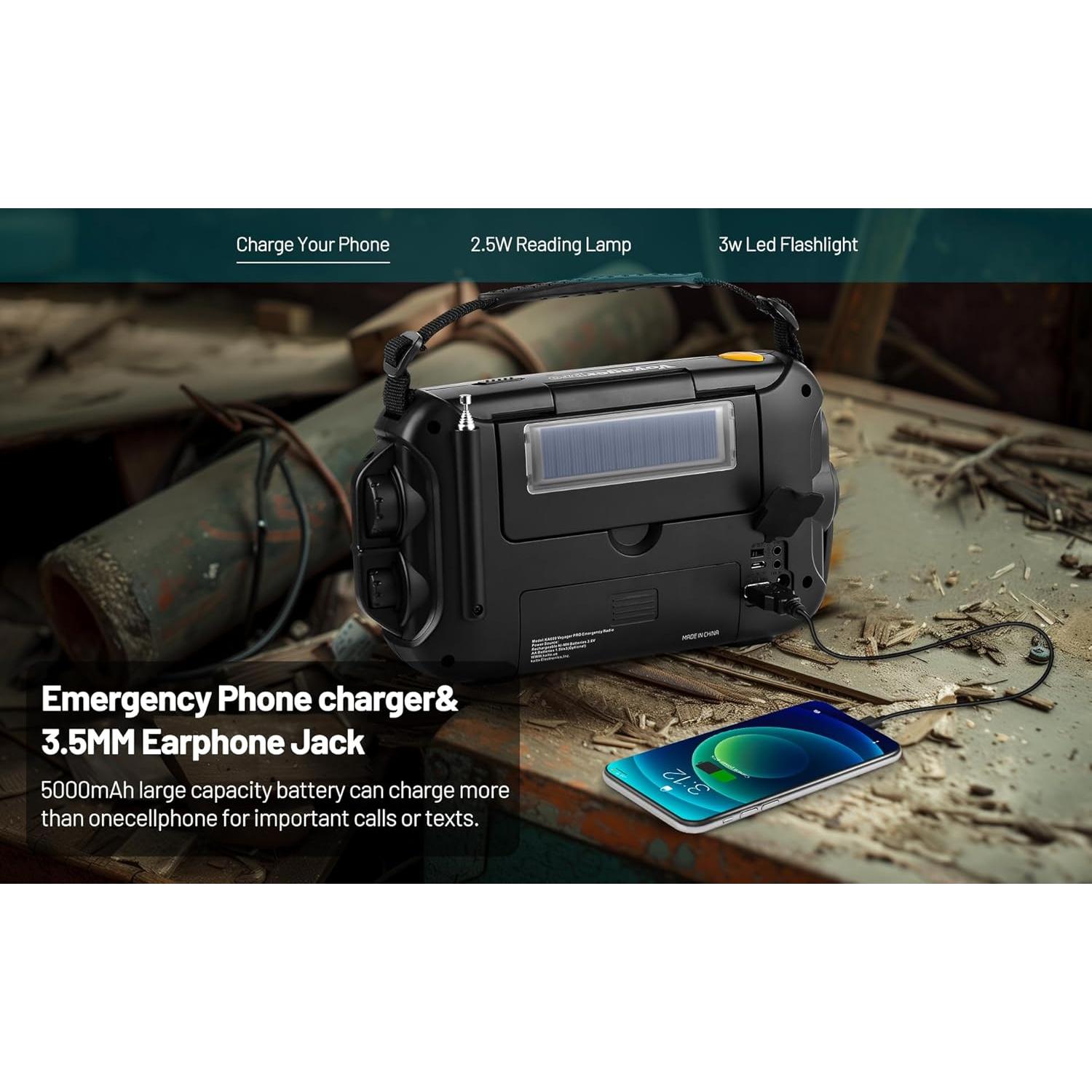 Radio Solar Kaito KA600 AM/FM/SW NOAA con Linterna y Termómetro