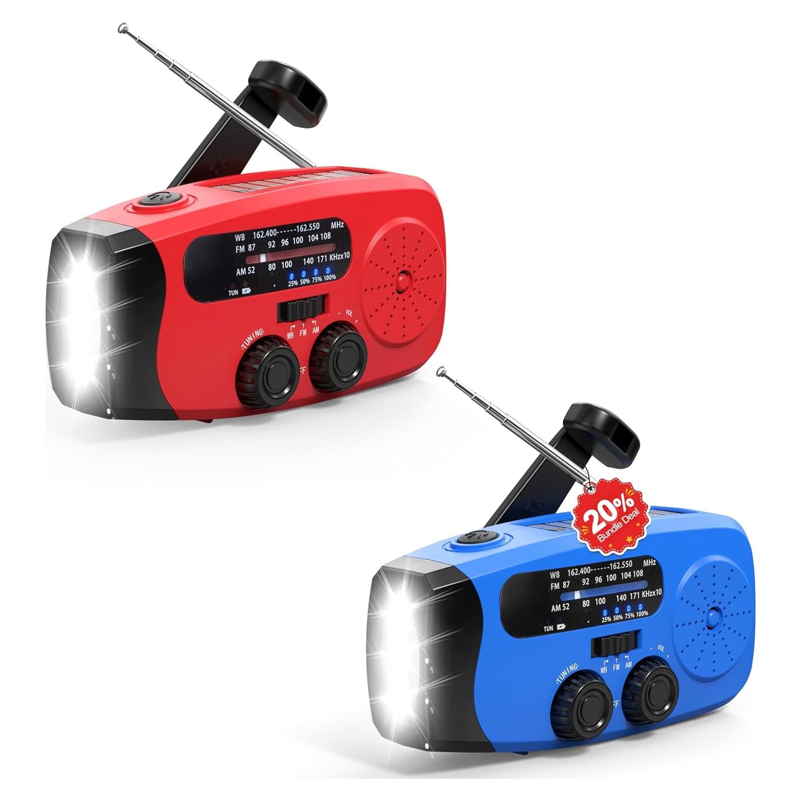 Radio de Emergencia Manivela Emgykit 2000mAh AM/FM NOAA LED SOS