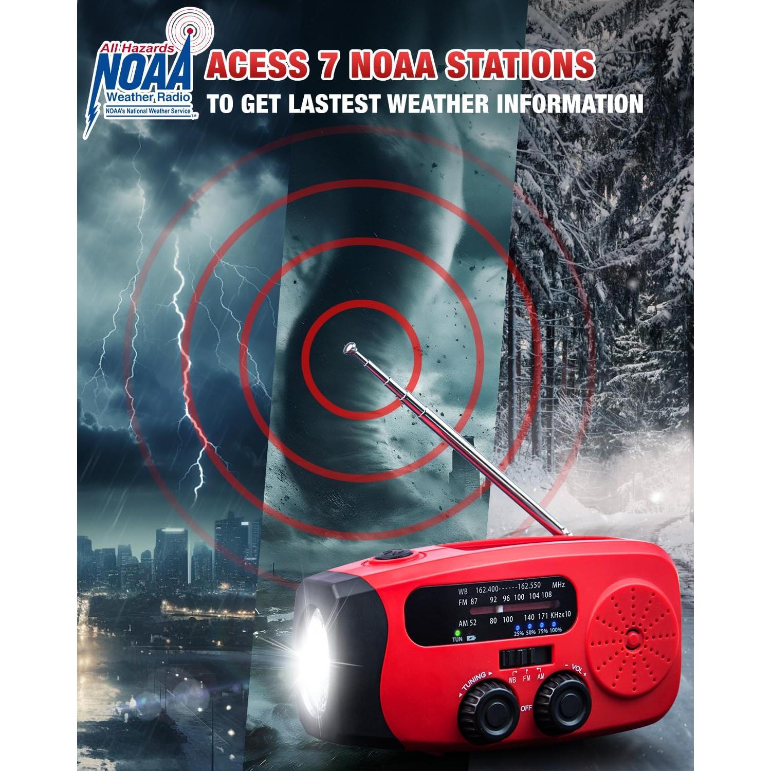 Radio de Emergencia Manivela Emgykit 2000mAh AM/FM NOAA LED SOS