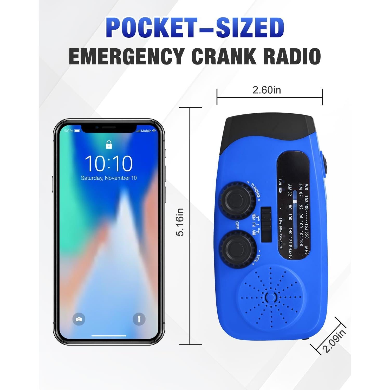 Radio de Emergencia Manivela Emgykit 2000mAh AM/FM NOAA LED SOS