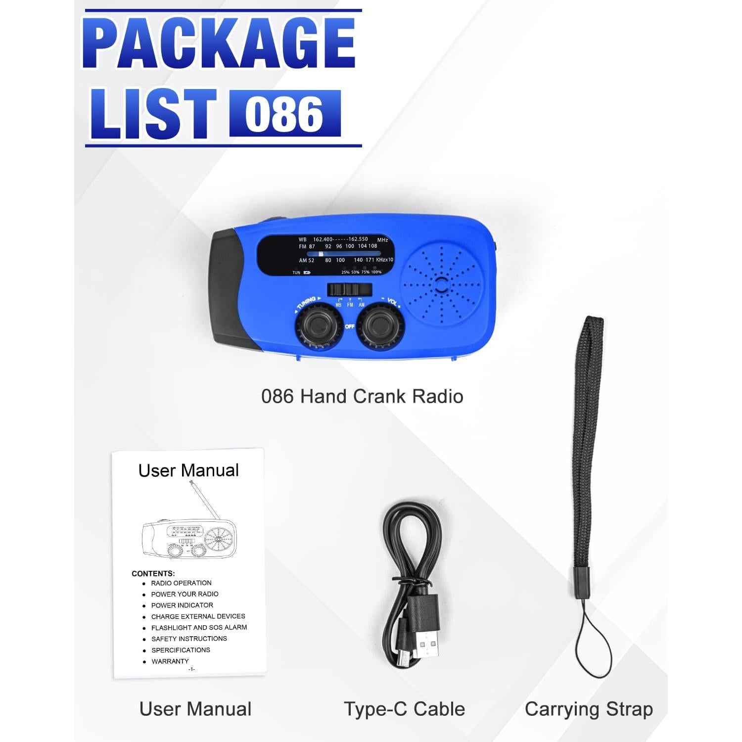 Radio de Emergencia Manivela Emgykit 2000mAh AM/FM NOAA LED SOS