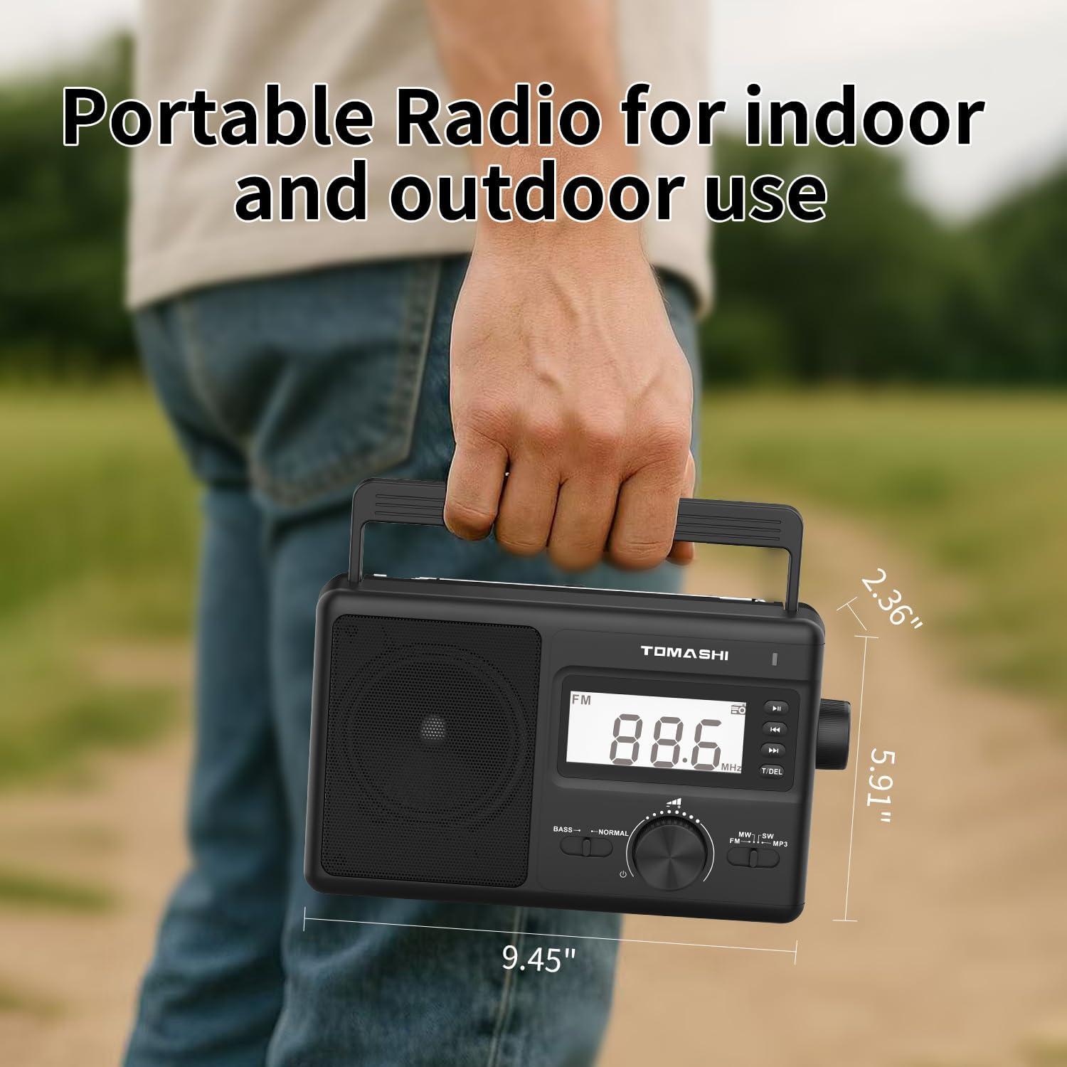 Radio portátil AM/FM/SW Tomashi T-24 con reloj y MP3