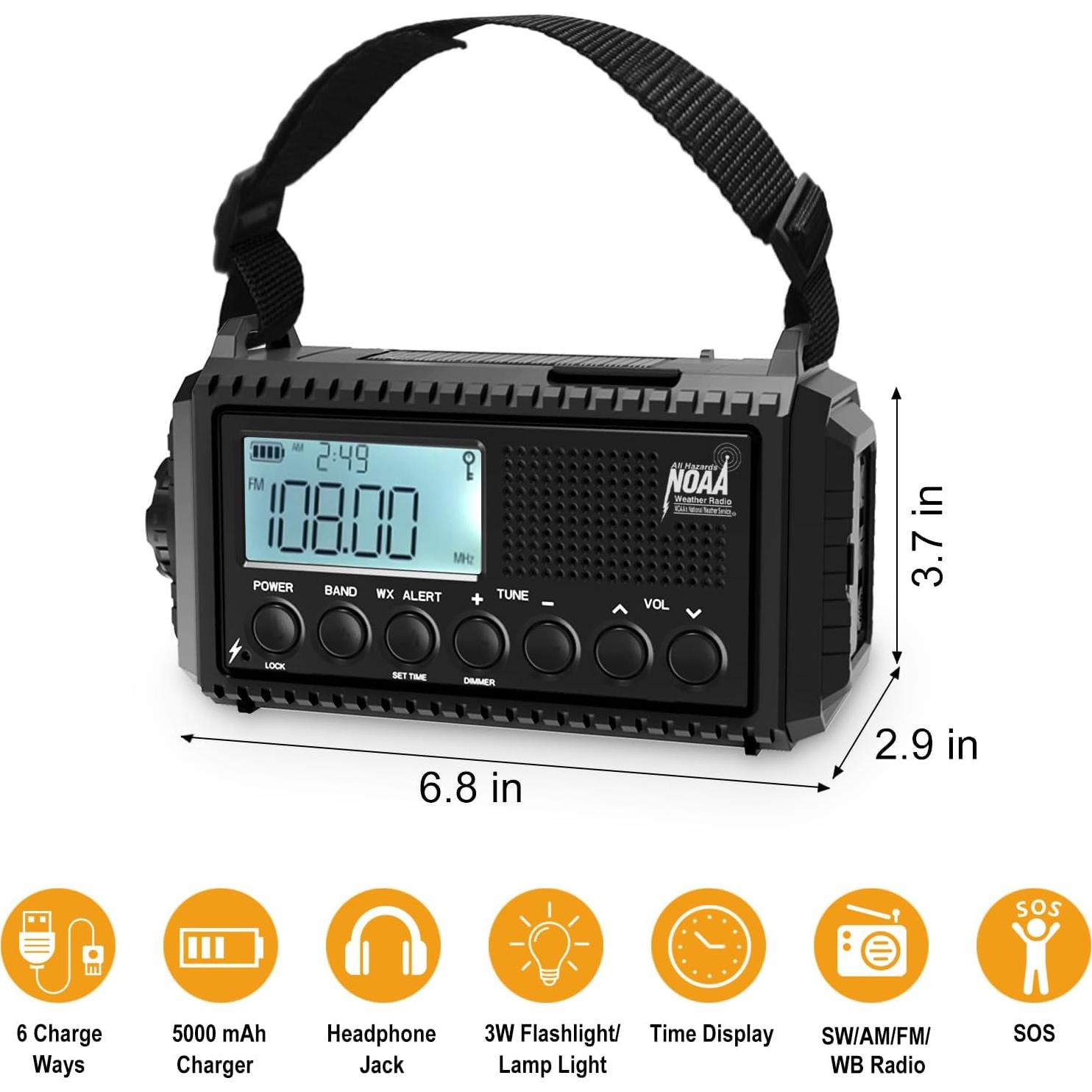 Radio Meteorológica Raynic NOAA con Batería Recargable 5000mAh