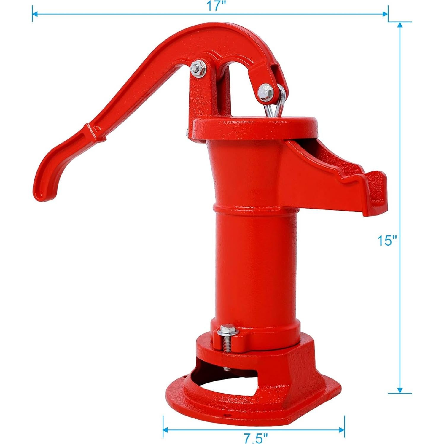 Bomba de Agua de Mano AVGVLIJ Hierro Fundido Rojo 7.62m