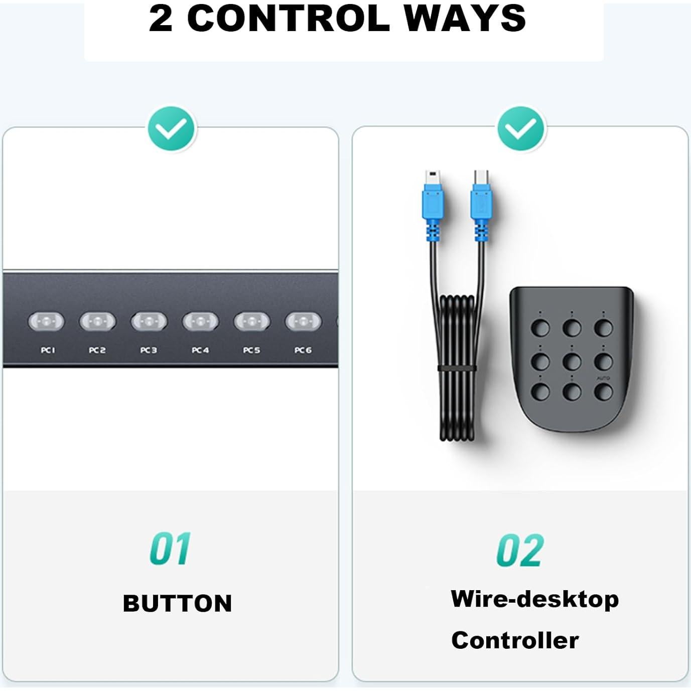 Interruptor KVM VGA 8 Puertos MT-VIKI 1080p con Cables