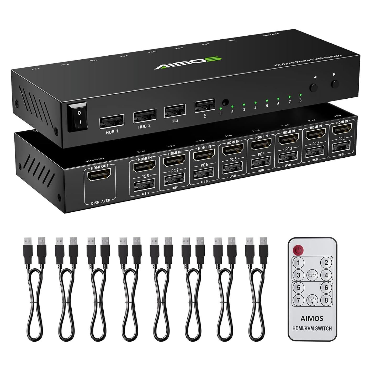 Interruptor KVM HDMI 8 Puertos 4K@30Hz NAWEN con Control Remoto