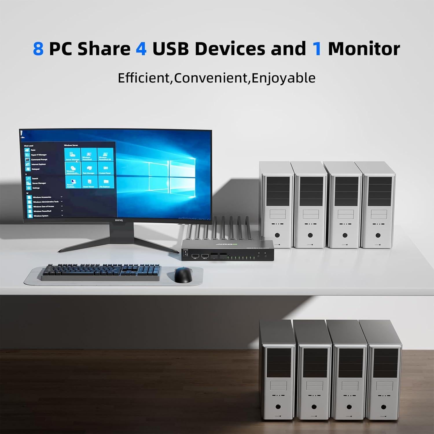 Interruptor KVM HDMI 8 Puertos 4K@30Hz NAWEN con Control Remoto