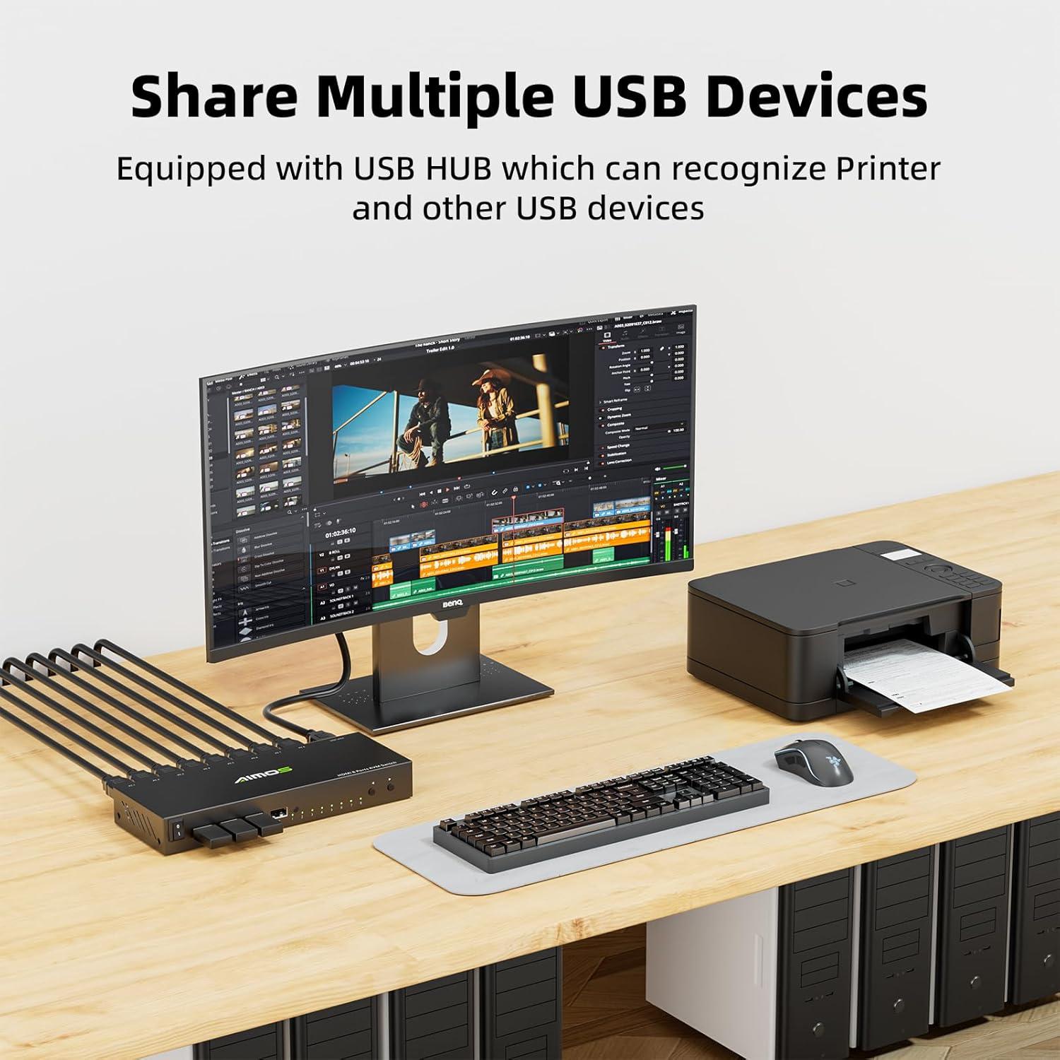 Interruptor KVM HDMI 8 Puertos 4K@30Hz NAWEN con Control Remoto