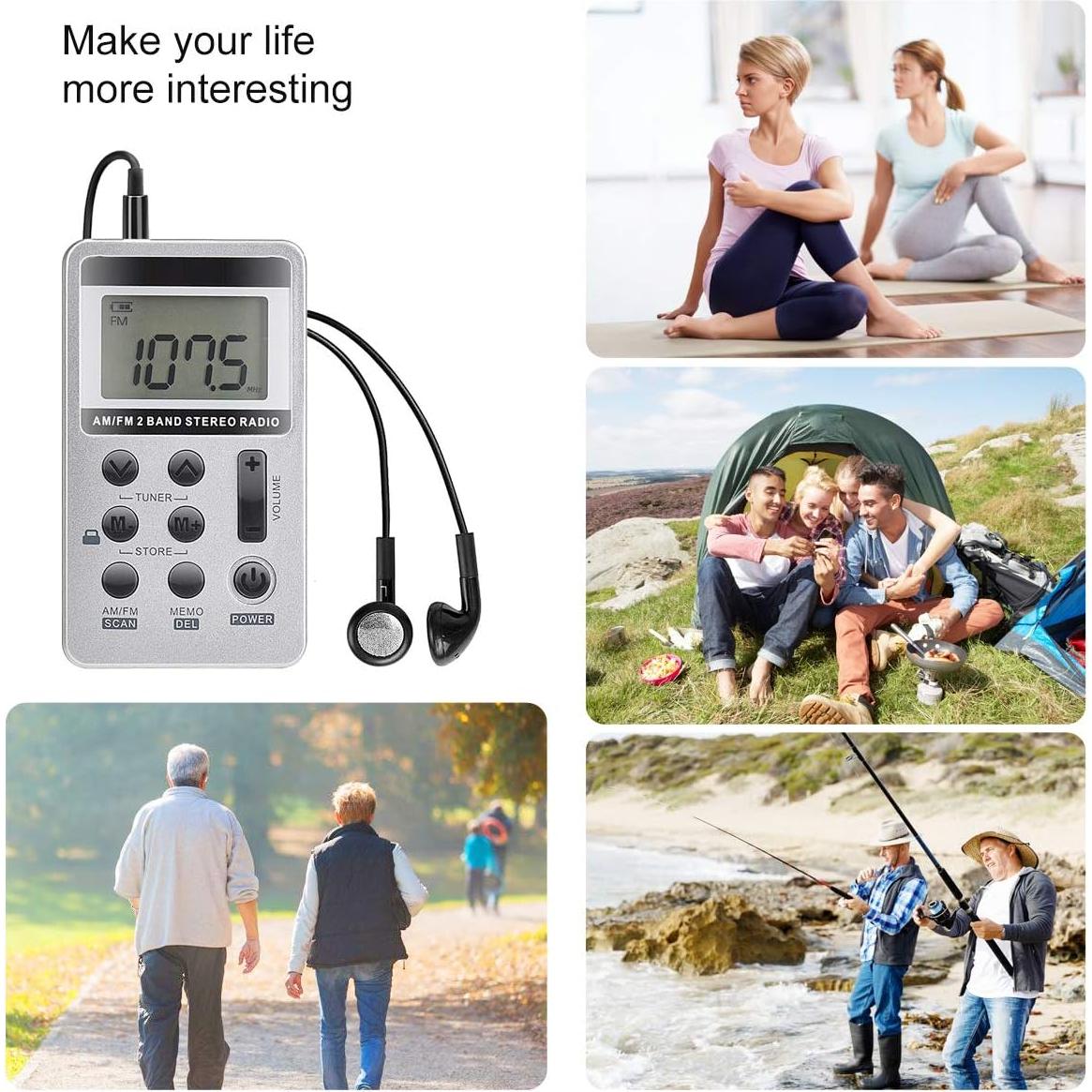 Radio Portátil AM/FM Vnaovd HRG-S1 Compacta con Auriculares