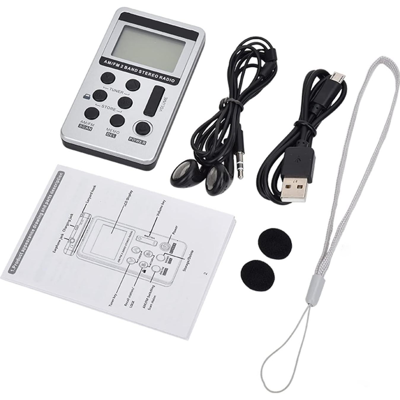 Radio Portátil AM/FM Vnaovd HRG-S1 Compacta con Auriculares