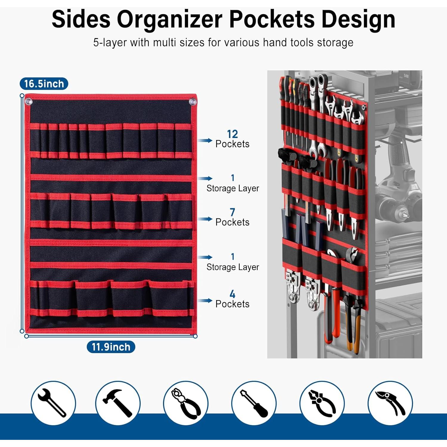 Carro Organizador de Herramientas Eléctricas JUNNUJ con 8 Salidas y Carga USB