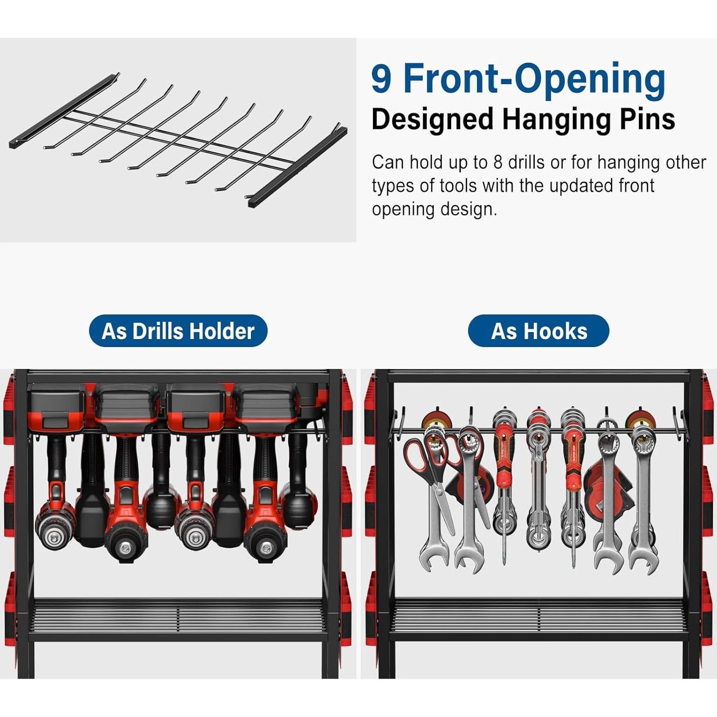 Carro Organizador de Herramientas Eléctricas JUNNUJ con 8 Salidas y Carga USB