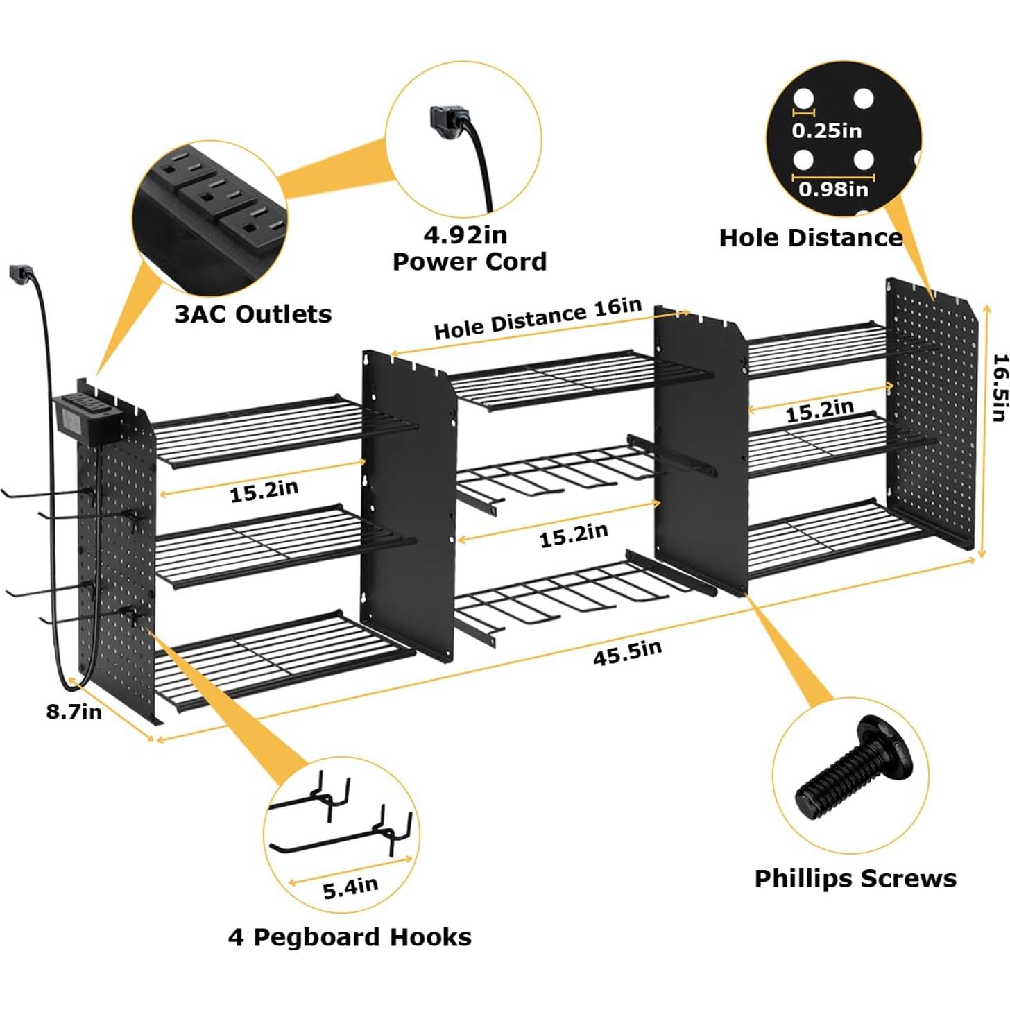 Organizador de Herramientas Gachiwar Montaje en Pared 3 Niveles