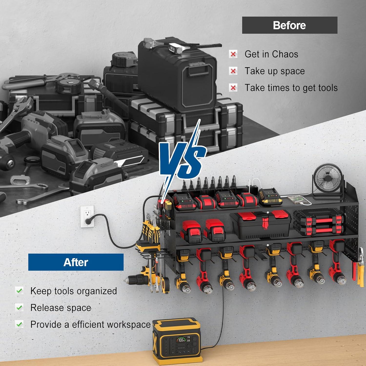 Organizador de Herramientas JUNNUJ Montado en Pared 3 Estantes