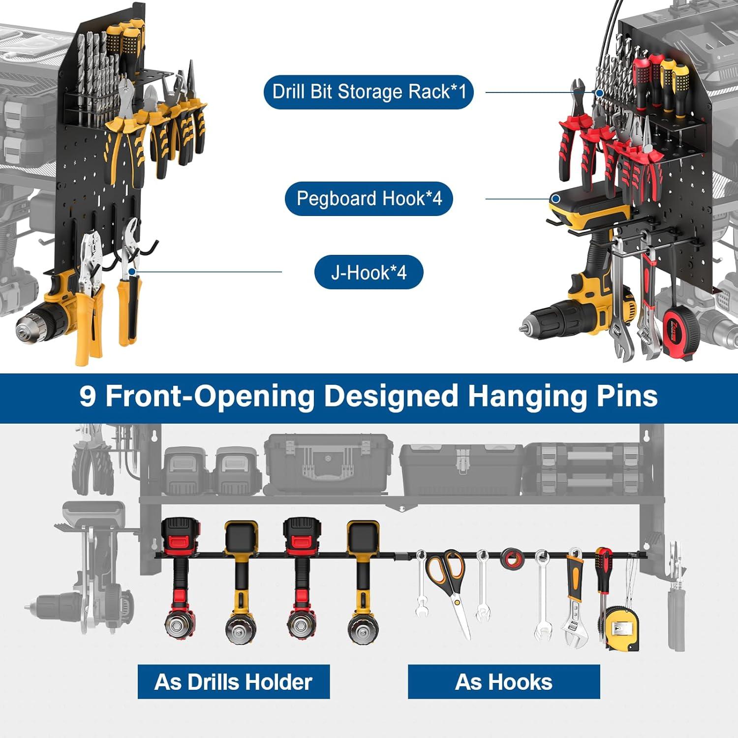 Organizador de Herramientas JUNNUJ Montado en Pared 3 Estantes