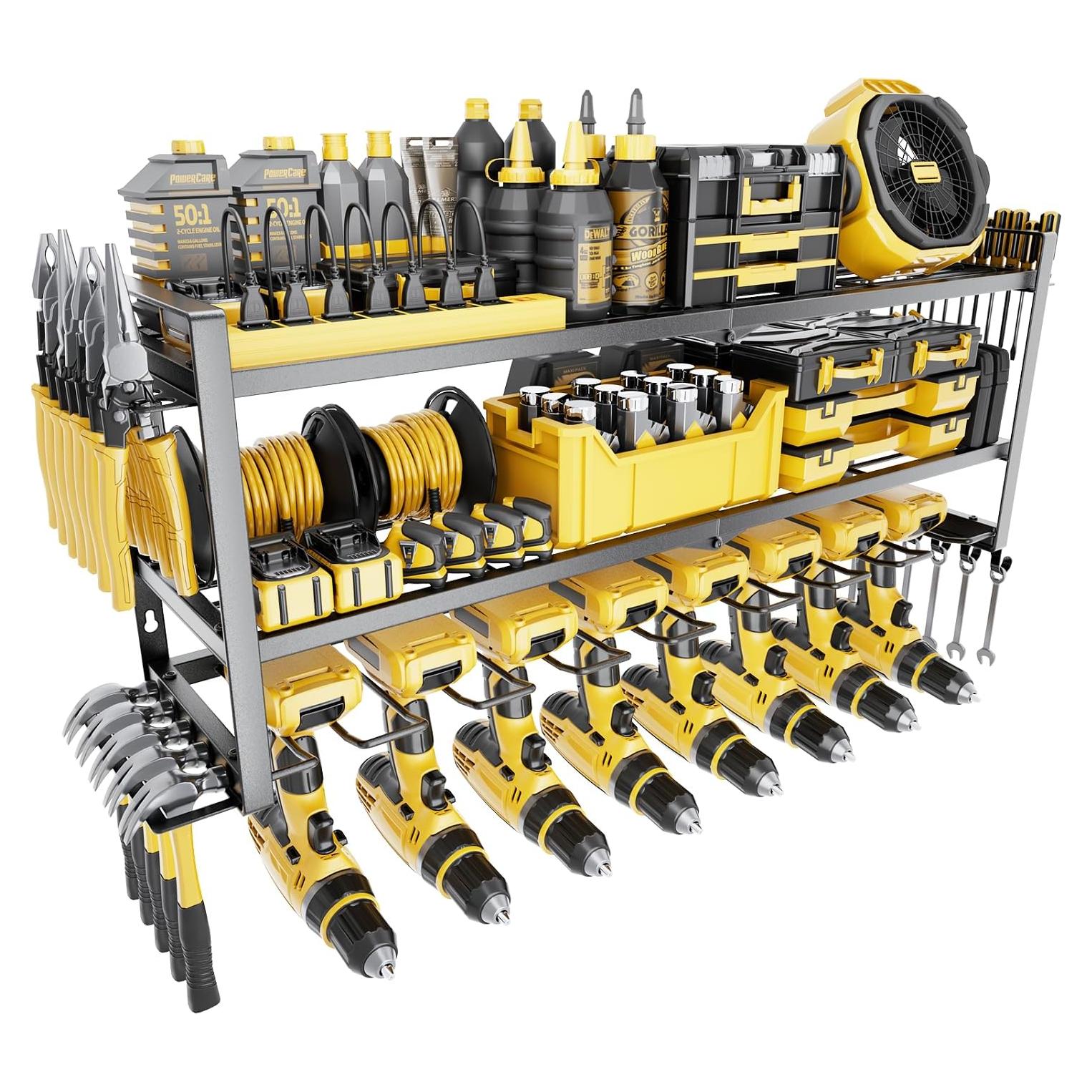 Organizador de Herramientas Tccxfot - Estante Pared 3 Capas 8 Taladros