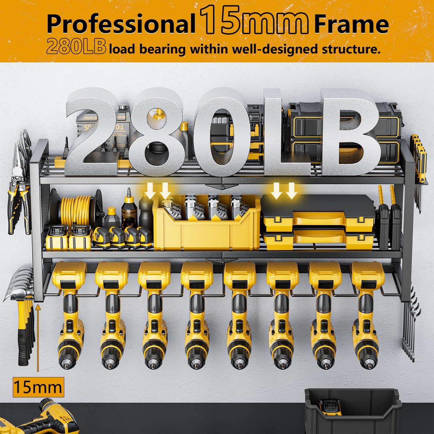 Organizador de Herramientas Tccxfot - Estante Pared 3 Capas 8 Taladros