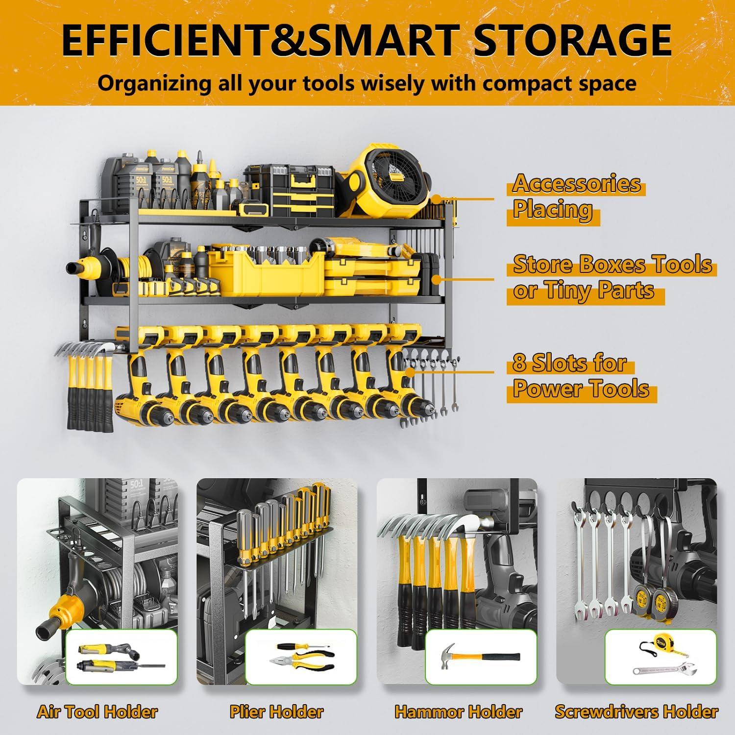 Organizador de Herramientas Tccxfot - Estante Pared 3 Capas 8 Taladros