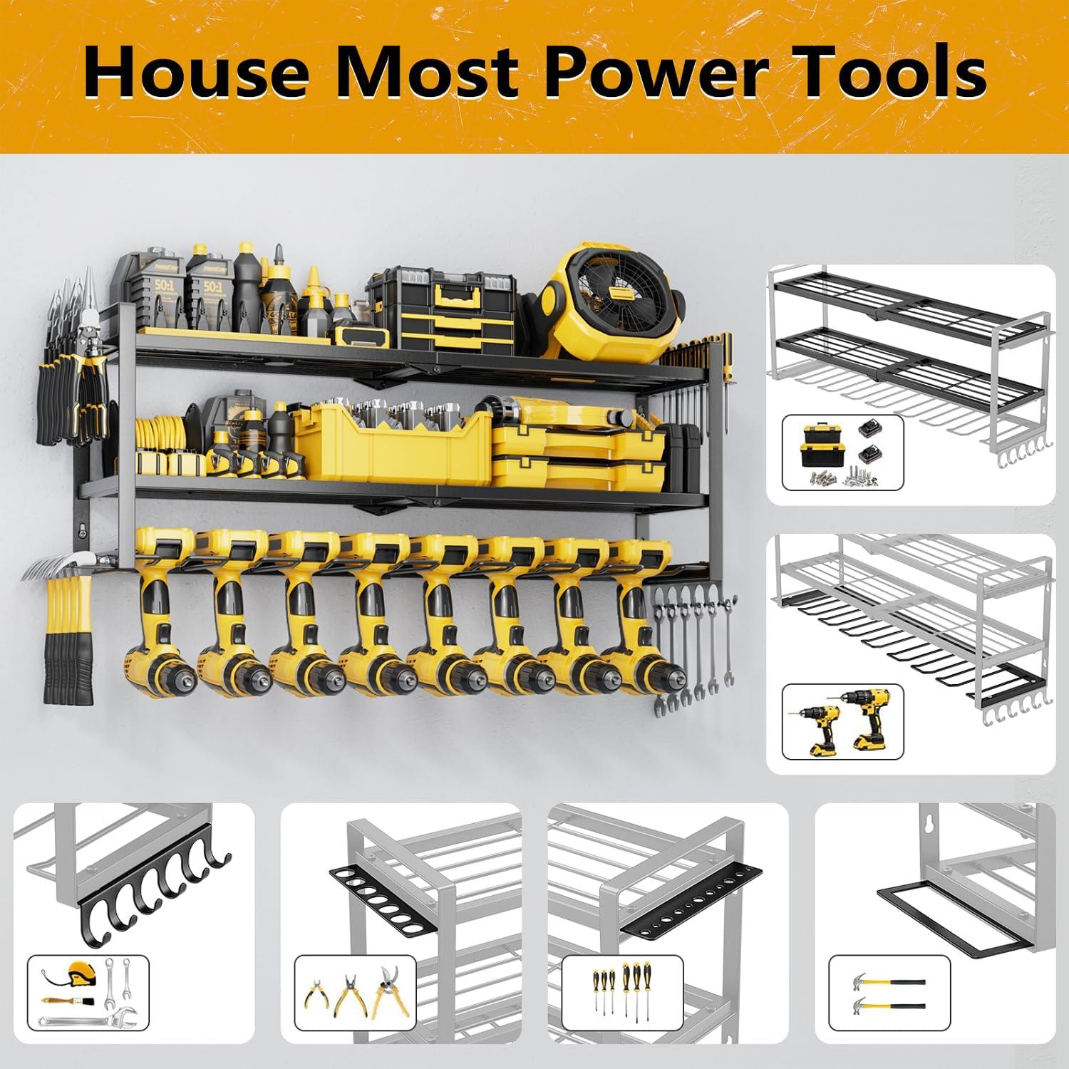 Organizador de Herramientas Tccxfot - Estante Pared 3 Capas 8 Taladros