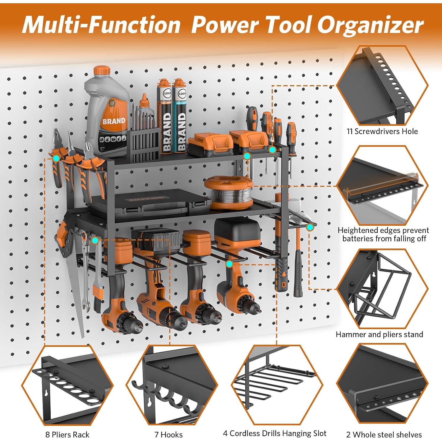 Organizador de Herramientas Eléctricas Satiarep 3 Capas Metal Negro