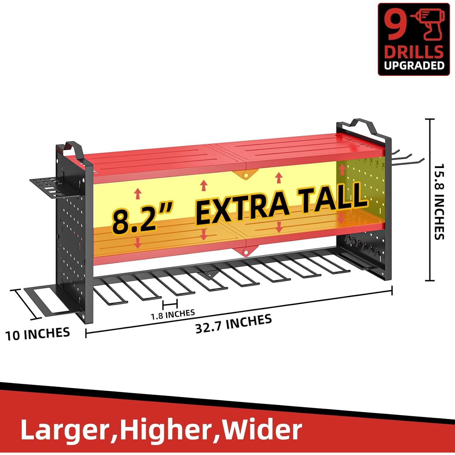 Organizador de Herramientas de Pared THORSES XL Rojo 3 Estantes