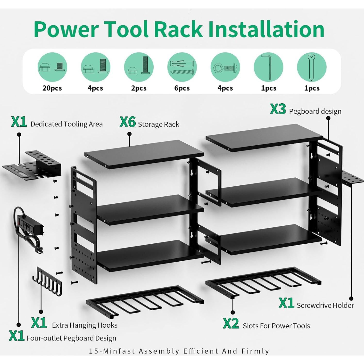 Organizador de Herramientas Necvha 4 Niveles Metal Verde 272kg