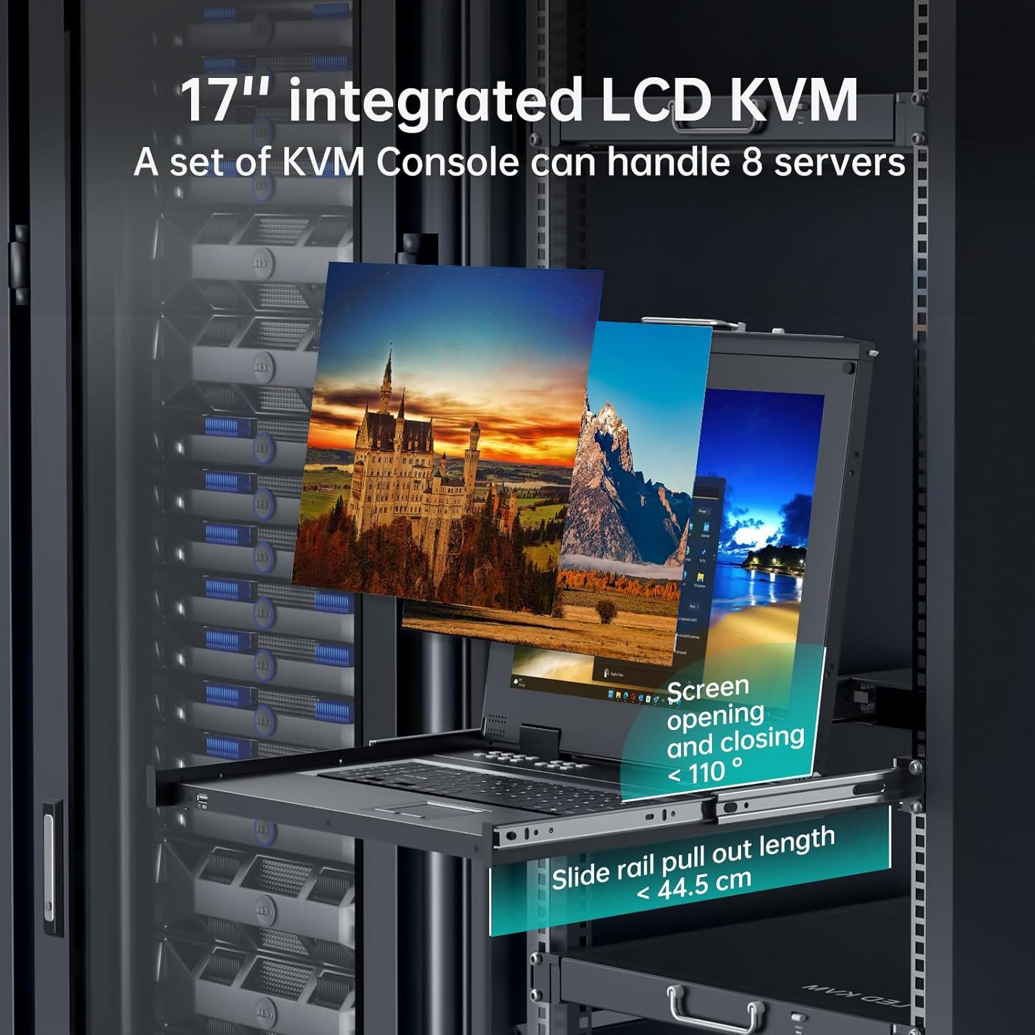 Consola KVM LCD 17" MT-VIKI 8 Puertos VGA Rack 1U