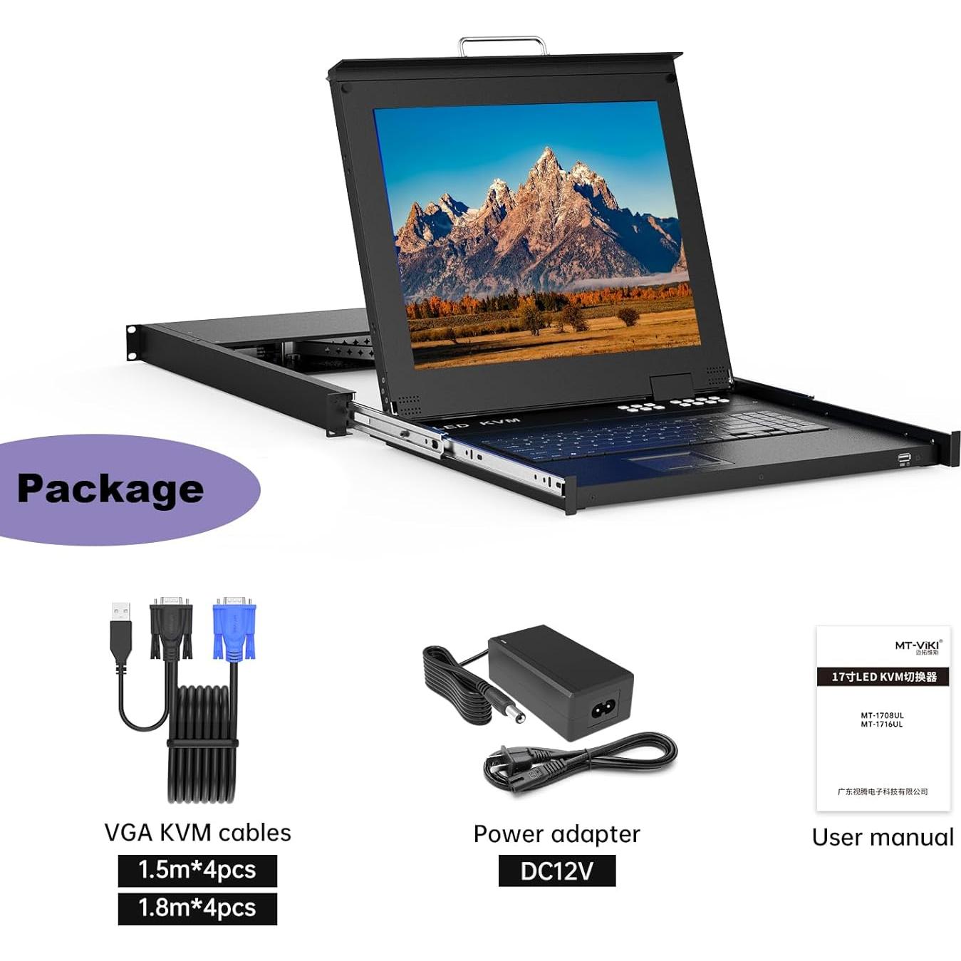 Consola KVM LCD 17" MT-VIKI 8 Puertos VGA Rack 1U