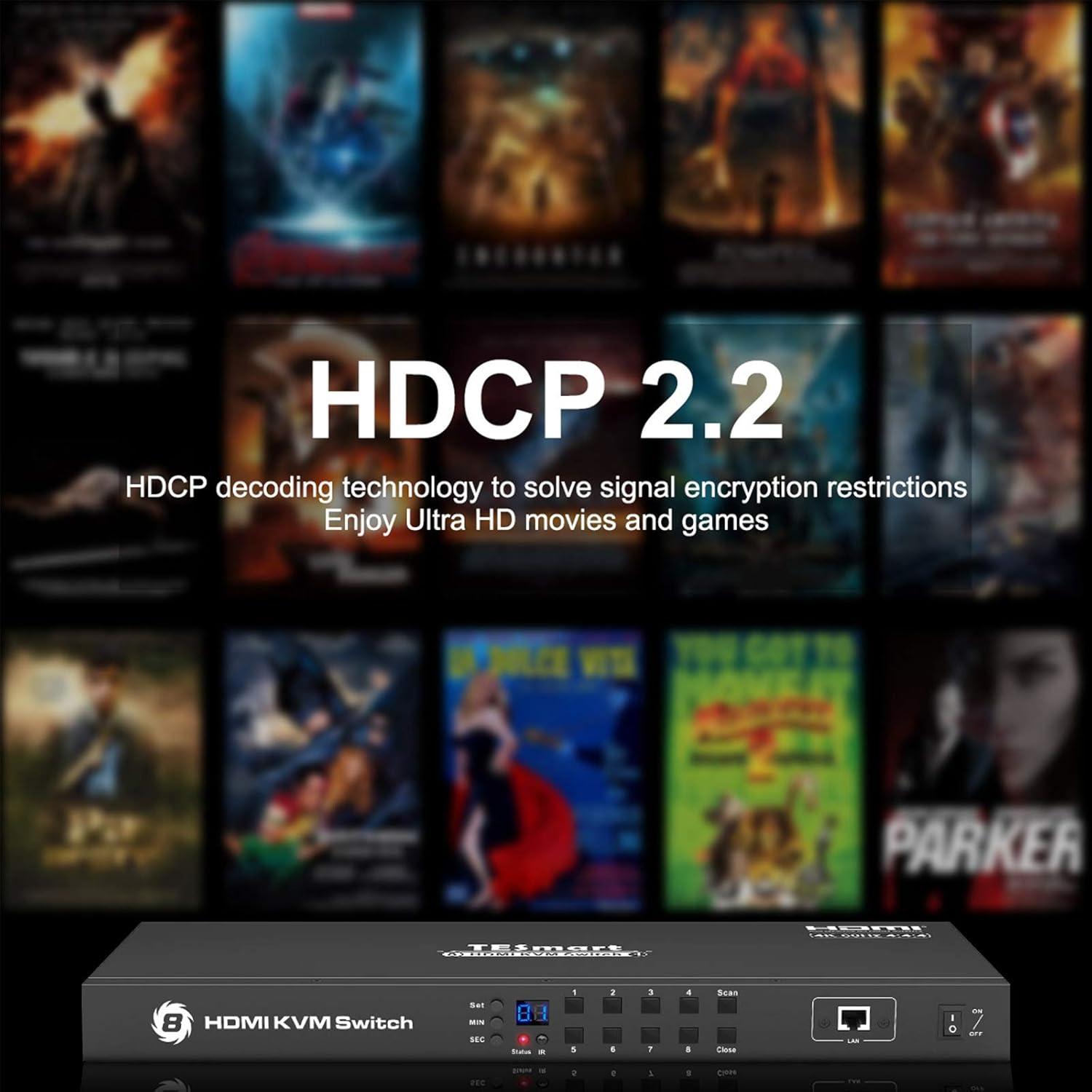 Interruptor KVM HDMI 8 Puertos TESmart 4K@60Hz USB 2.0