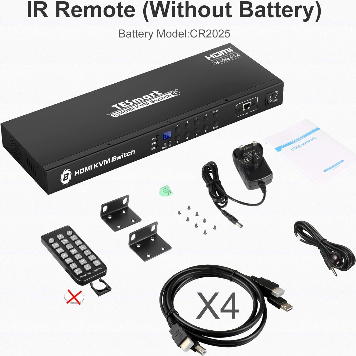 Interruptor KVM HDMI 8 Puertos TESmart 4K@60Hz USB 2.0