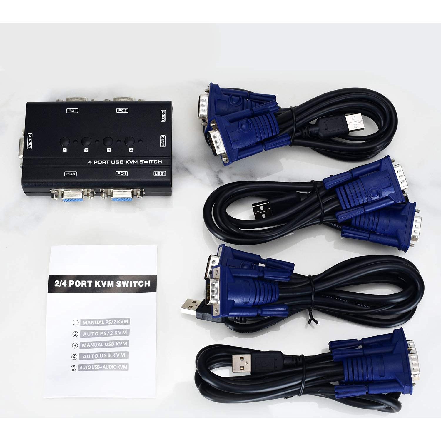 Interruptor KVM USB VGA 4 Puertos TCRAYCH 1920x1440