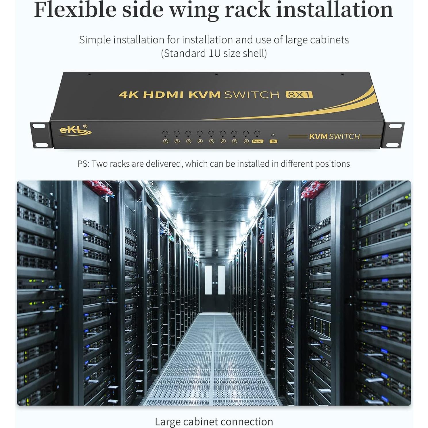 Interruptor KVM HDMI 8 Puertos eKL 4K@30Hz con Cables