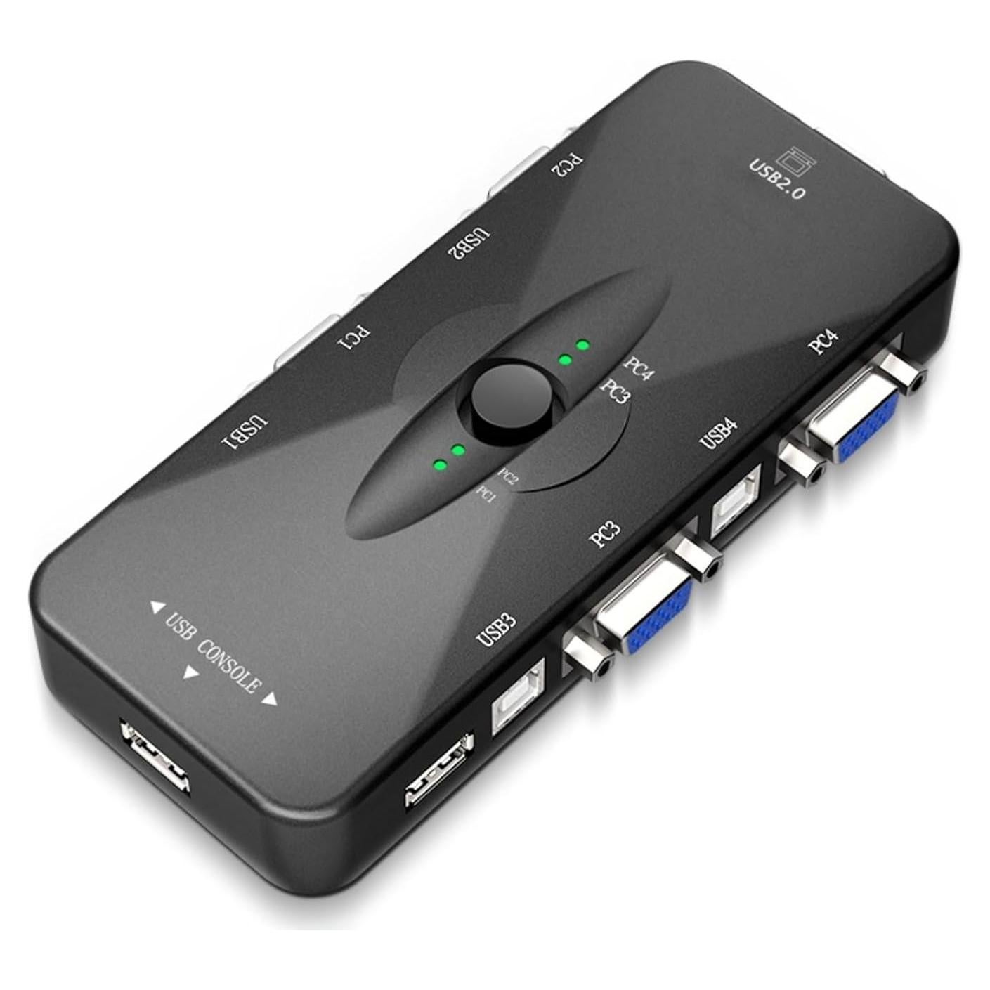 Conmutador KVM 4 Puertos Hilitand USB 2.0 VGA SVGA