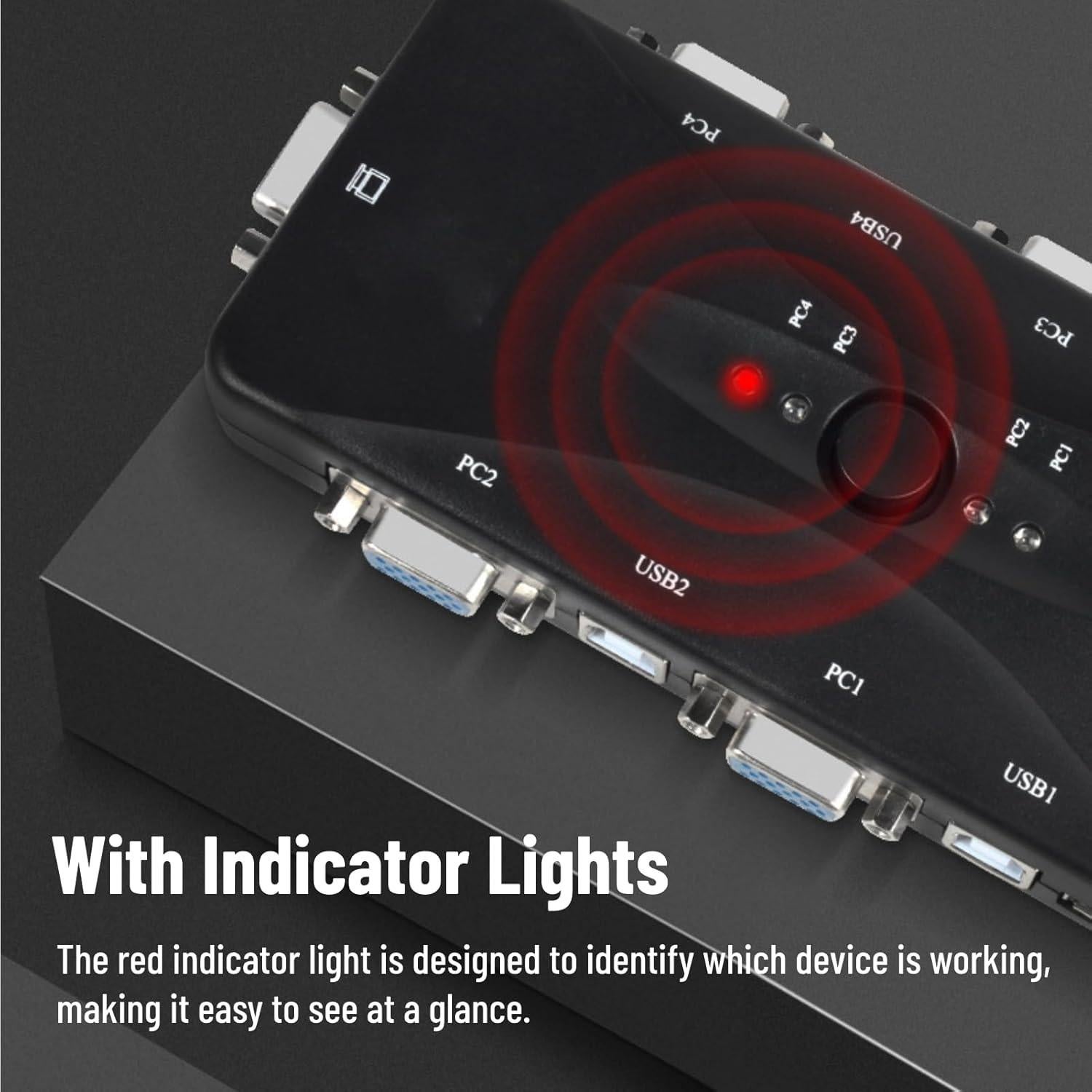Conmutador KVM 4 Puertos Hilitand USB 2.0 VGA SVGA