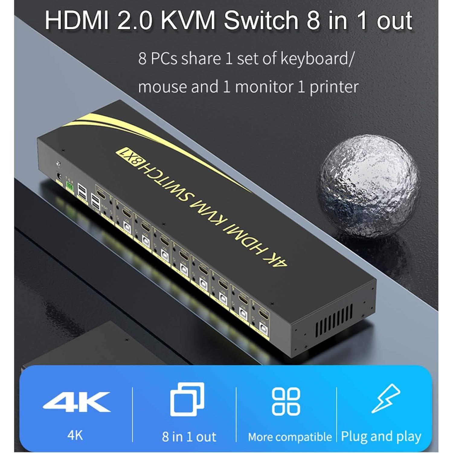 Interruptor KVM HDMI 8 Puertos xudongtai 4K@60Hz 3.18kg