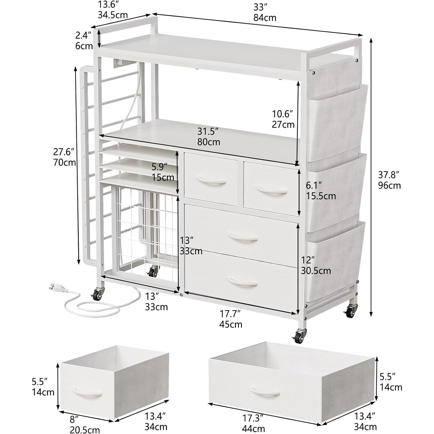 Carro Organizador VENNQD Grande con Ruedas y Cajones 84x34.5x90cm