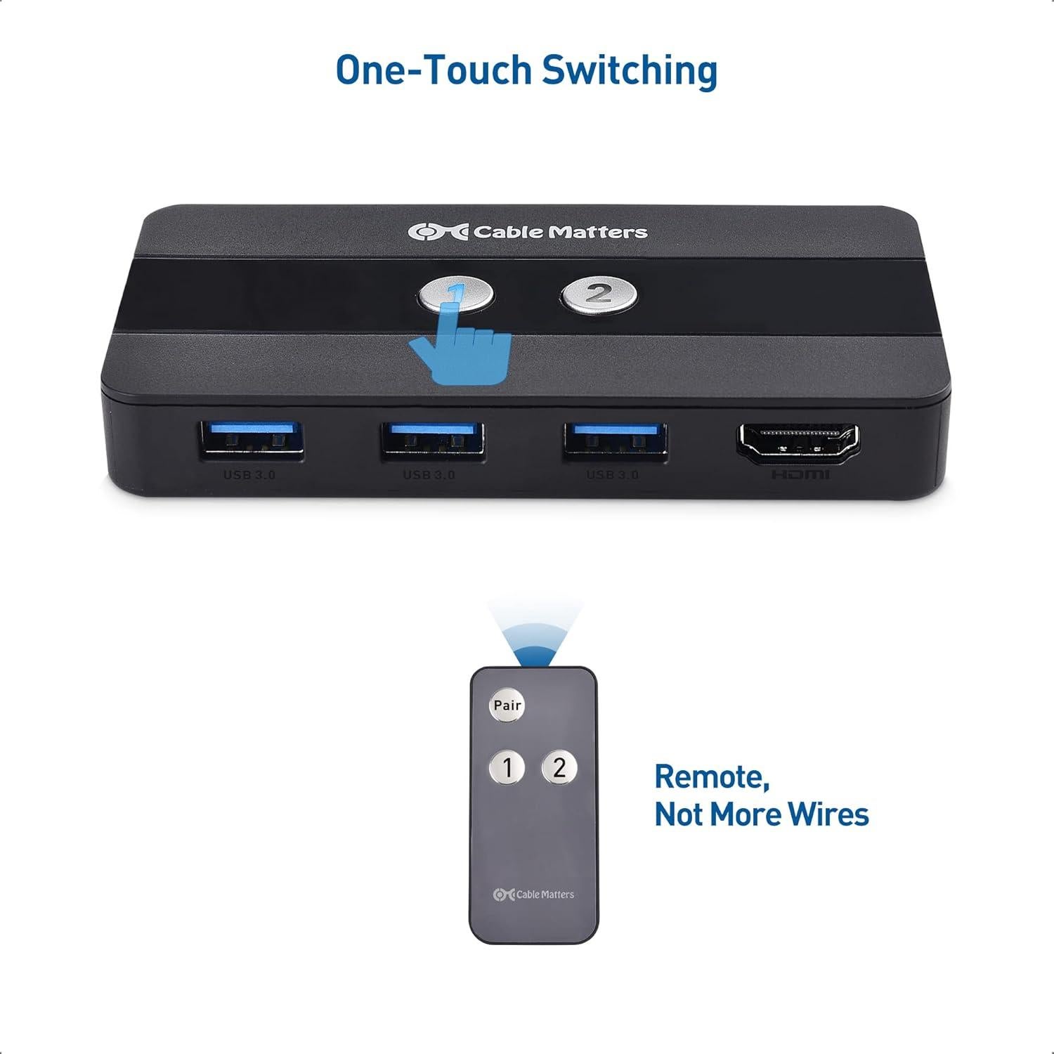 Interruptor KVM USB 3.0 HDMI 4K 60Hz Cable Matters