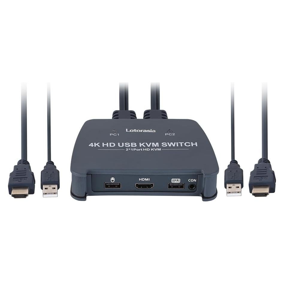Interruptor KVM HDMI 4K 2 Computadoras Lotorasia con Cables