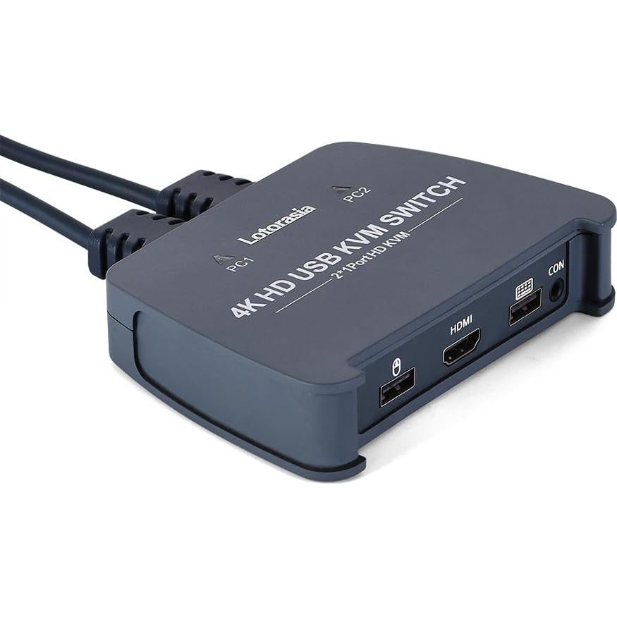 Interruptor KVM HDMI 4K 2 Computadoras Lotorasia con Cables