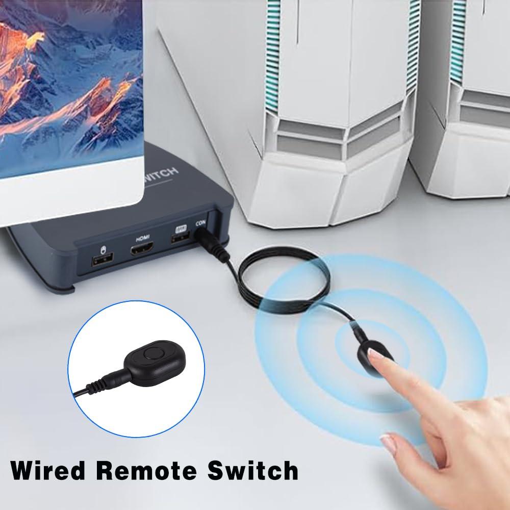 Interruptor KVM HDMI 4K 2 Computadoras Lotorasia con Cables