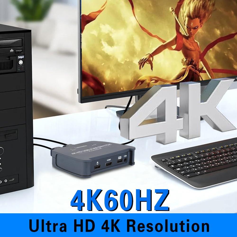 Interruptor KVM HDMI 4K 2 Computadoras Lotorasia con Cables