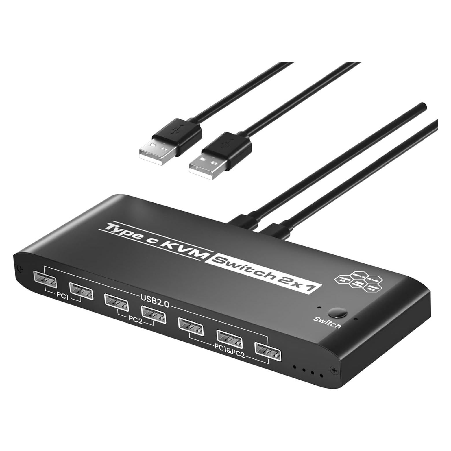Interruptor KVM 2 Computadoras 8K Ozvavzk USB C 7 Puertos