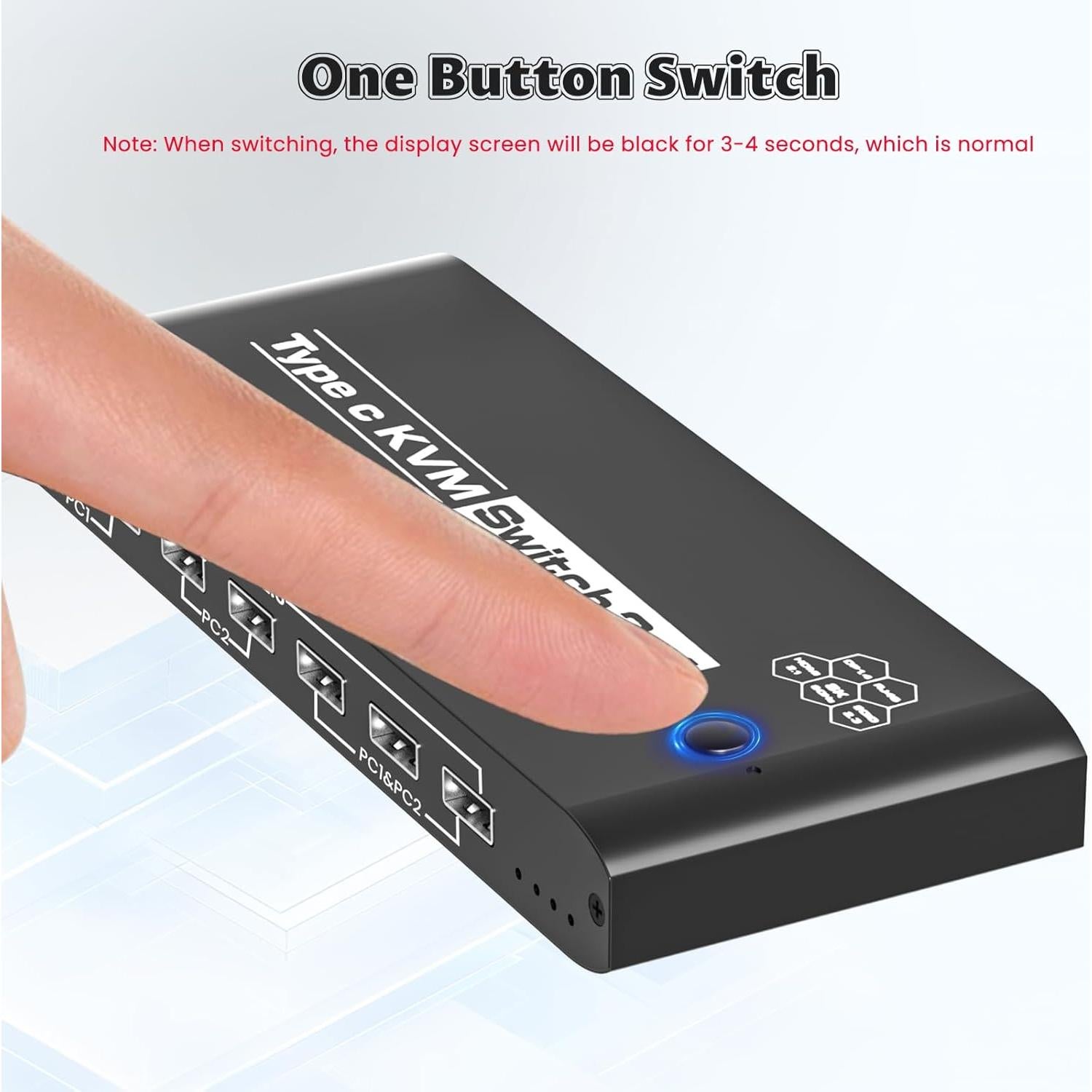 Interruptor KVM 2 Computadoras 8K Ozvavzk USB C 7 Puertos